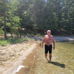 There is a nice beach in one corner. Great place for Tug to wander.