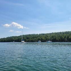 Saturday we had company. Three sailboats and two trawlers.