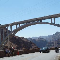 The bridge above was built so that traffic on the Dam could cease