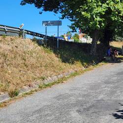 The people in the car: woman gave me a peach when I sat beside her on the bench under the tree