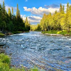 ..anliegenden Fluss - zugegeben ausgesprochen kalt, aber es gibt nun mal kein besseres..