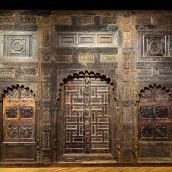 Elaborately carved section of a palace façade (c 1835) ... from Pakistan's Swat Valley.