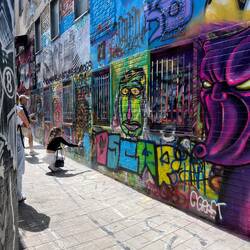 One of several passage ways, where anyone with a spray can can paint anything they want at any time