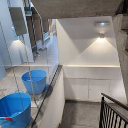 The concrete stairwell