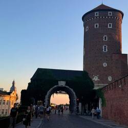 Castle gate at sunset