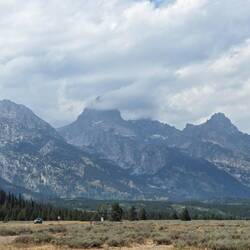 Tetons skyline from almost anywhere in the park. Smoke better in the afternoon.