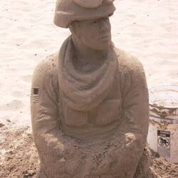 Sand sculpture of US Army Marine
