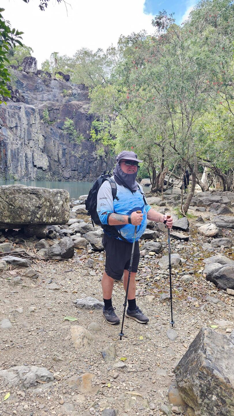 Phil ready for the hike before it rained