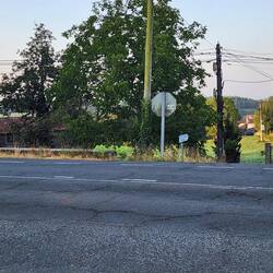Crossing over the street from the 300m detour to get back on to the camino