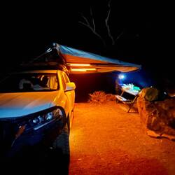 Showing the lighting of our awning