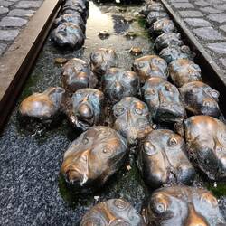 We had been caught in torrential rain but sadly not to hear the water running through these drains