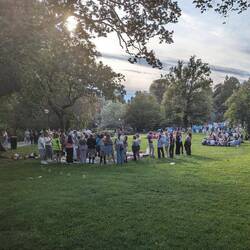 Student orientation day in the park