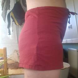 Vicky made herself some sleep shorts from the fabric of two old t shirts.