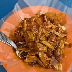 Vegetable rojak, a mix of veg, tofu, crackers, bread (everything) I'm sweet spicy sauce