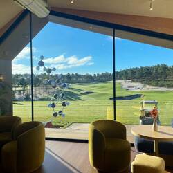 Views over the driving range from the Dunas Clubhouse