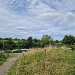 Our mooring with Pershore Abbey in the distance. The Abbey monks built the bridge in the next pic