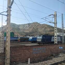 A big train depot along the way.