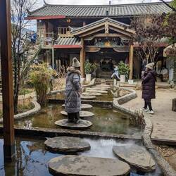 Cute courtyard, of a clothing store.