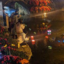 Lighting paper lotus with tea lights and wishing for something.