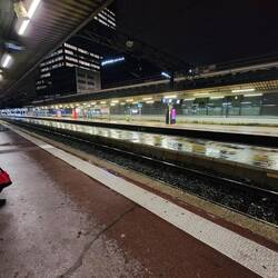 Waiting in the rain & thunder storm for the train from Lyon-part-dieu