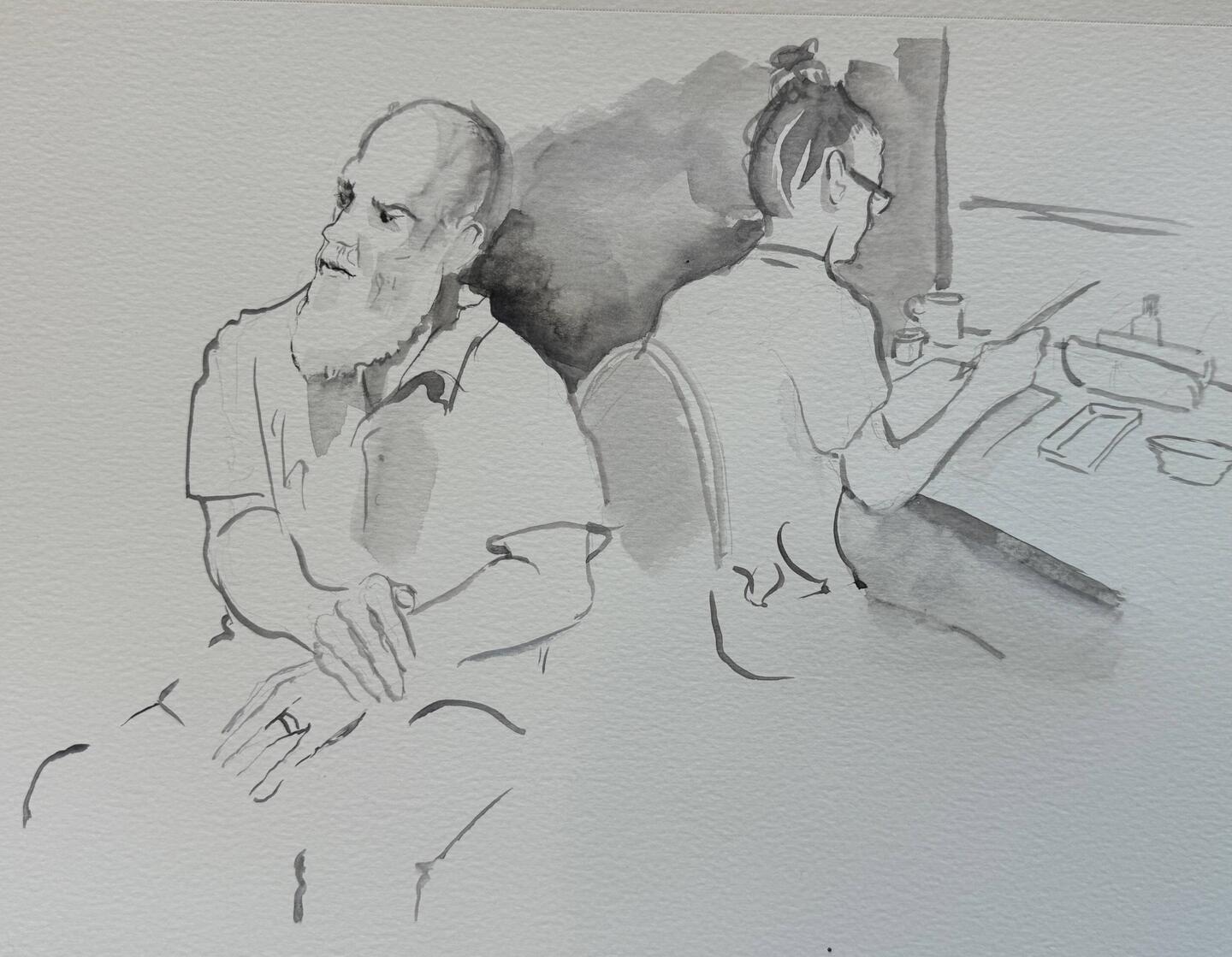 Andrew and Annie at work