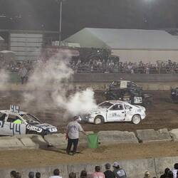 Hit the other guy in the front to blow out his radiator