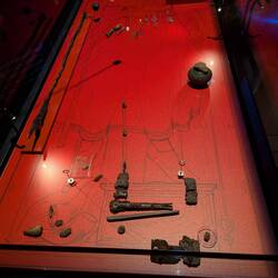 This is a re-creation of a vølven, using remains found in a tomb