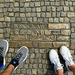 Cool plaques on the street regarding different events in Wroclaw