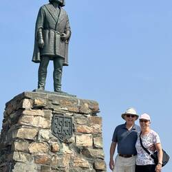Our new friends, Maisie and Florence from Twillingate took our picture with John Cabot