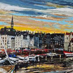 Schilderij van de haven, lijkt wel, hè!