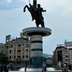 Alexander the Great statue though he has no connection to North Macedonia