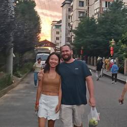 Couple of cuties off on an evening walk