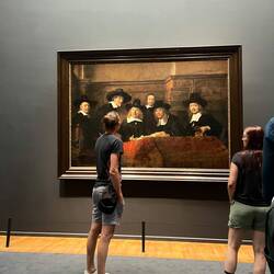 I discovered some art, like this piece, was intended to be hung high up so the perspective is tipped