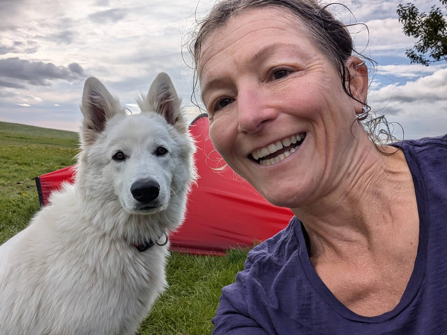 Camping Dog - he likes to steal gloves and shoes