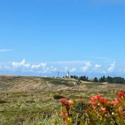 Lighthouse view on coastal hike