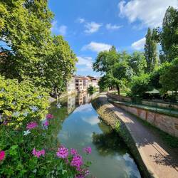 View from the bridge overlooking Quaie de la Petite France