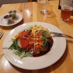 Abendessen in Flagg Ranch: Salmon w. Rice