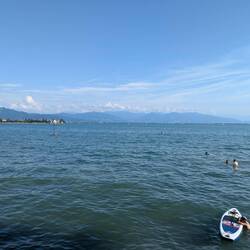 Lindau on the left and a zeppelin on the right