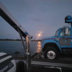 Full moon rising over the boom truck. This was our last night onboard for 2024.