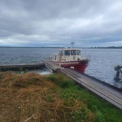 Tied to the floating dock before the wind increased. Thought for sure we'd break the dock.