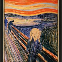 Der Schrei sehr eindrücklich. Mit 2 farbigen Nasenlöchern😁