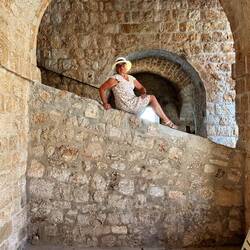 Mimicking a young woman we saw posing, likely for Instagram