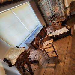 The birthing chairs (brought to the house by the midwife) and nursery