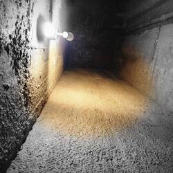 A folding door could be opened if French needed to escape. Gravel would fall in rear shaft.