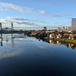 Early morning view from one of the Portland bridges