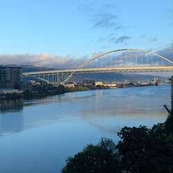 Early morning view from one of the Portland bridges