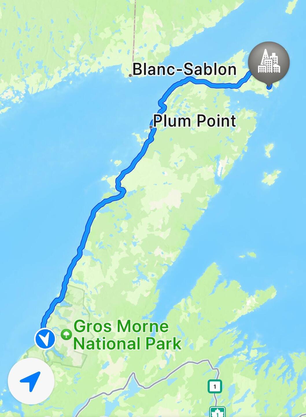 Route from Rocky Harbour to St. Anthony
