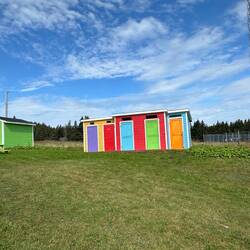 Colourful conveniences at Cow Head hiking trail