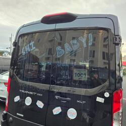 Support vans are all decorated.