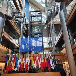 The escalators on either side took us up to the Parlement hemicycle